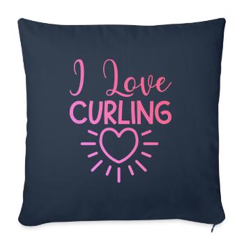 J’adore le curling - Housse de coussin décorative 45 x 45 cm - bleu marine - Devant