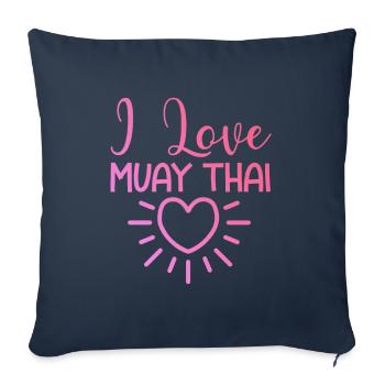 J’adore le Muay Thai - Housse de coussin décorative 45 x 45 cm - bleu marine - Devant