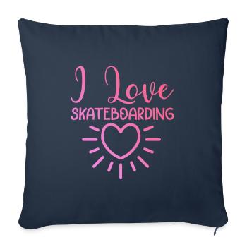 Ich Liebe Skateboard - Sofakissenbezug 45 x 45 cm - Navy - Vorne