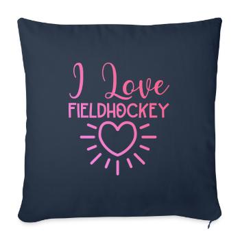 J’adore le hockey sur gazon - Housse de coussin décorative 45 x 45 cm - bleu marine - Devant