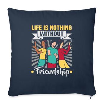 Cadeau d’amitié pour bon ami - Housse de coussin décorative 45 x 45 cm - bleu marine - Devant
