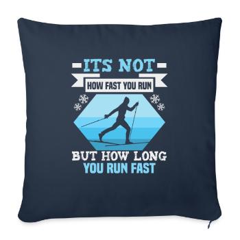 Skieurs de fond biathlon de fond - Housse de coussin décorative 45 x 45 cm - bleu marine - Devant