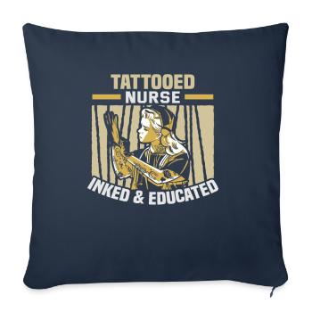 Infirmière tatouée encrée et éduquée - Housse de coussin décorative 45 x 45 cm - bleu marine - Devant