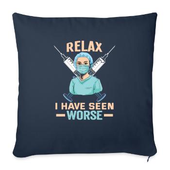 Infirmière Relax J’ai vu pire infirmière - Housse de coussin décorative 45 x 45 cm - bleu marine - Devant