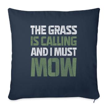 L’herbe m’appelle je dois tondre - Tondeuse à gazon Wortspiel - Housse de coussin décorative 45 x 45 cm - bleu marine - Devant
