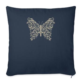 Esthétique Baroque Hippie Butterfly Vintage Rétro - Housse de coussin décorative 45 x 45 cm - bleu marine - Devant