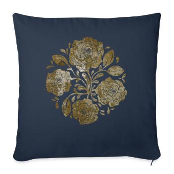 Baroque Esthétique Rose Artwork Rétro Vintage - Housse de coussin décorative 45 x 45 cm - bleu marine - Devant