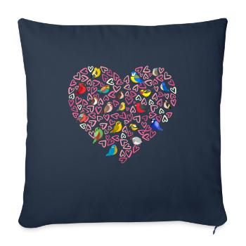 Parrot Heart Kids Oiseau Animal de compagnie - Housse de coussin décorative 45 x 45 cm - bleu marine - Devant