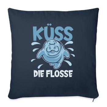 Cold Nose Warm Heart Manatee mollige Seekuh - Sofakissenbezug 45 x 45 cm - Navy - Vorne