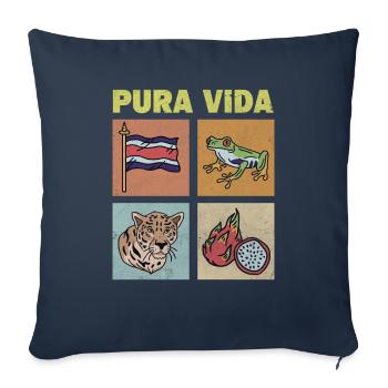 Pura Vida Costa Rica FlagTropical Frog - Housse de coussin décorative 45 x 45 cm - bleu marine - Devant
