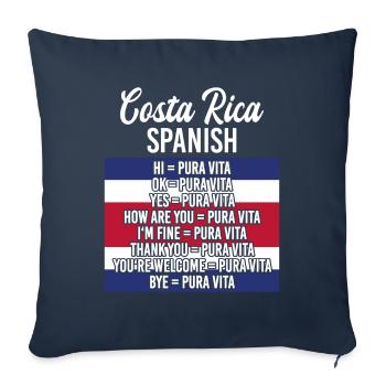 Pure Vida signifie vie simple - Costa Rica Country - Housse de coussin décorative 45 x 45 cm - bleu marine - Devant