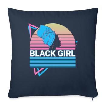 Black Girl Black Story Melanin Schw - Housse de coussin décorative 45 x 45 cm - bleu marine - Devant