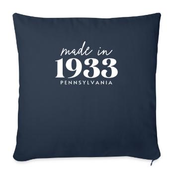 Fabriqué en 1933 en Pennsylvanie. Fête d’anniversaire mignonne - Housse de coussin décorative 45 x 45 cm - bleu marine - Devant