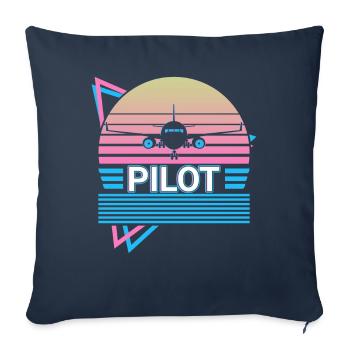Pilot Airplane Aviator Aviation Retro - Sofa pillowcase 17,3'' x 17,3'' (45 x 45 cm) - navy - Front