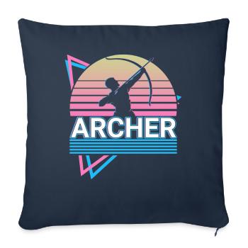 Tir à l’arc rétro - Housse de coussin décorative 45 x 45 cm - bleu marine - Devant