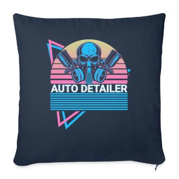 Détaillant automatique Détail automatique Détails automatiques Rétro - Housse de coussin décorative 45 x 45 cm - bleu marine - Devant