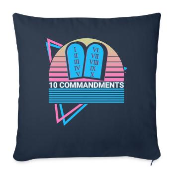 10 Commandements Christianisme Rétro - Housse de coussin décorative 45 x 45 cm - bleu marine - Devant