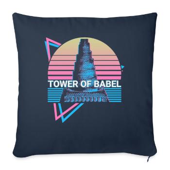 Tour de Babel Rétro - Housse de coussin décorative 45 x 45 cm - bleu marine - Devant