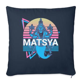 Matsya Mythologie Hindoue Rétro - Housse de coussin décorative 45 x 45 cm - bleu marine - Devant