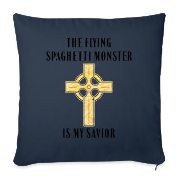Flying Spaghetti Monster Pastafarianisme Pâtes - Housse de coussin décorative 45 x 45 cm - bleu marine - Devant