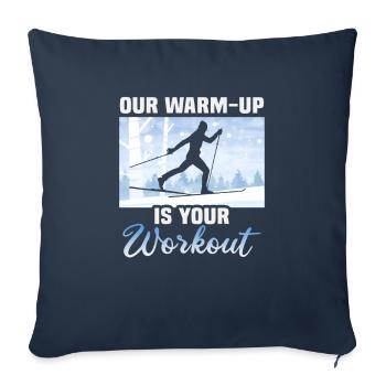 Skieurs de fond biathlon de fond - Housse de coussin décorative 45 x 45 cm - bleu marine - Devant