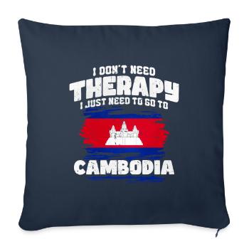 Cambodge - Housse de coussin décorative 45 x 45 cm - bleu marine - Devant