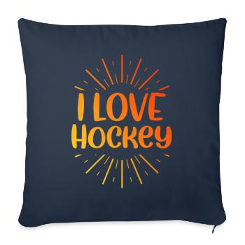 J’adore le hockey - Housse de coussin décorative 45 x 45 cm - bleu marine - Devant