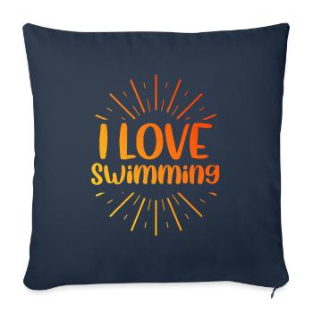 J’adore nager - Housse de coussin décorative 45 x 45 cm - bleu marine - Devant
