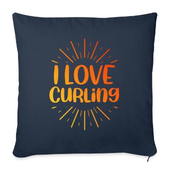 J’adore le curling - Housse de coussin décorative 45 x 45 cm - bleu marine - Devant