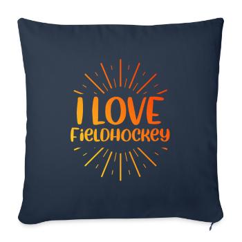 J’adore le hockey sur gazon - Housse de coussin décorative 45 x 45 cm - bleu marine - Devant