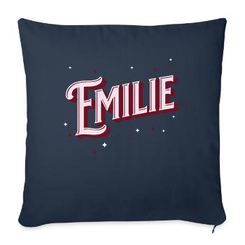 Nom Emilie personnalisé - Housse de coussin décorative 45 x 45 cm - bleu marine - Devant