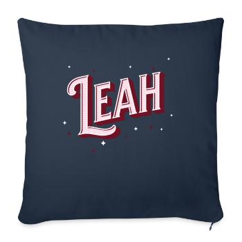 Nom de Leah personnalisé - Housse de coussin décorative 45 x 45 cm - bleu marine - Devant