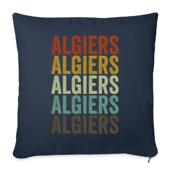 Alger Algérie Rétro Vintage - Housse de coussin décorative 45 x 45 cm - bleu marine - Devant