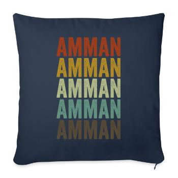 Amman Jordan Rétro Vintage - Housse de coussin décorative 45 x 45 cm - bleu marine - Devant