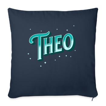 Nom Theo personnalisé - Housse de coussin décorative 45 x 45 cm - bleu marine - Devant