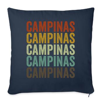 Campinas Brésil Rétro Vintage - Housse de coussin décorative 45 x 45 cm - bleu marine - Devant