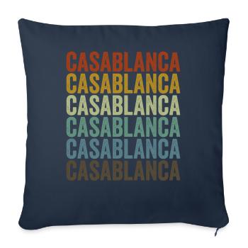 Casablanca Maroc Rétro Vintage - Housse de coussin décorative 45 x 45 cm - bleu marine - Devant