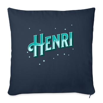 Noms Henri personnalisés - Housse de coussin décorative 45 x 45 cm - bleu marine - Devant