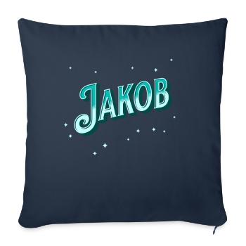 Nom Jakob personnalisé - Housse de coussin décorative 45 x 45 cm - bleu marine - Devant
