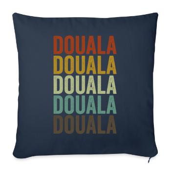 Douala Cameroun Rétro Vintage - Housse de coussin décorative 45 x 45 cm - bleu marine - Devant