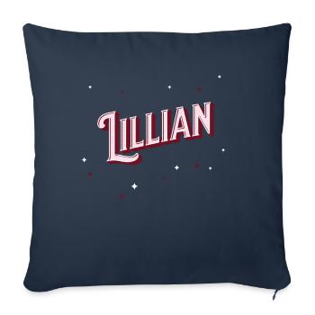 Nom Lillian personnalisé - Housse de coussin décorative 45 x 45 cm - bleu marine - Devant