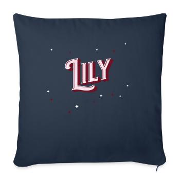 Nom de Lily personnalisé - Housse de coussin décorative 45 x 45 cm - bleu marine - Devant