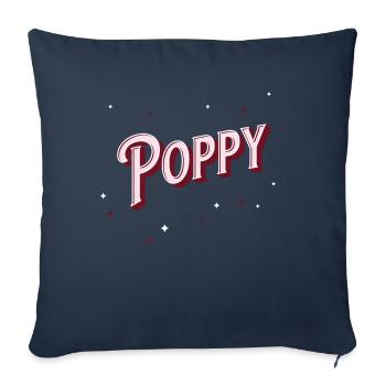 Noms de coquelicot personnalisés - Housse de coussin décorative 45 x 45 cm - bleu marine - Devant