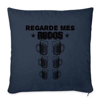 Regarde mes abdos bière cadeau alcool ! - Housse de coussin décorative 45 x 45 cm - bleu marine - Devant