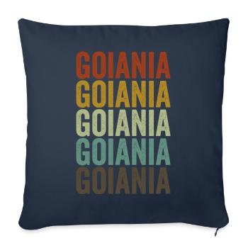 Goiania Brésil Rétro Vintage - Housse de coussin décorative 45 x 45 cm - bleu marine - Devant