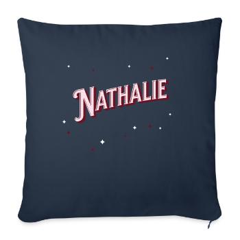 Nom Nathalie personnalisé - Housse de coussin décorative 45 x 45 cm - bleu marine - Devant