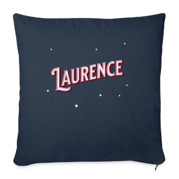 Nom Laurence personnalisé - Housse de coussin décorative 45 x 45 cm - bleu marine - Devant