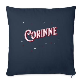 Noms Corinne personnalisés - Housse de coussin décorative 45 x 45 cm - bleu marine - Devant