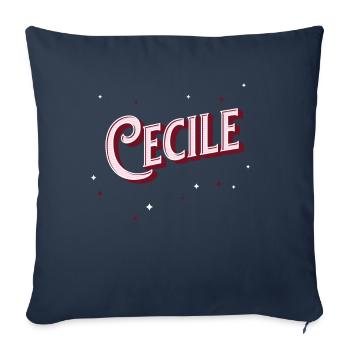 Cécile nomme personnalisé - Housse de coussin décorative 45 x 45 cm - bleu marine - Devant