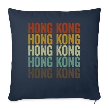 Hong Kong Hong Kong Retro Vintage - Housse de coussin décorative 45 x 45 cm - bleu marine - Devant